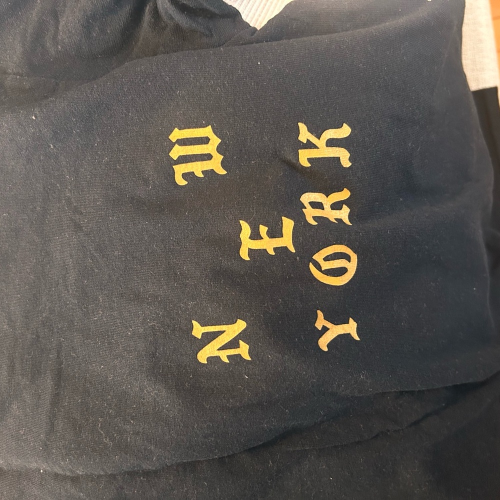 Black Long Sleeve Shirt with Gold Gothic Lettering - Pablo Kanye